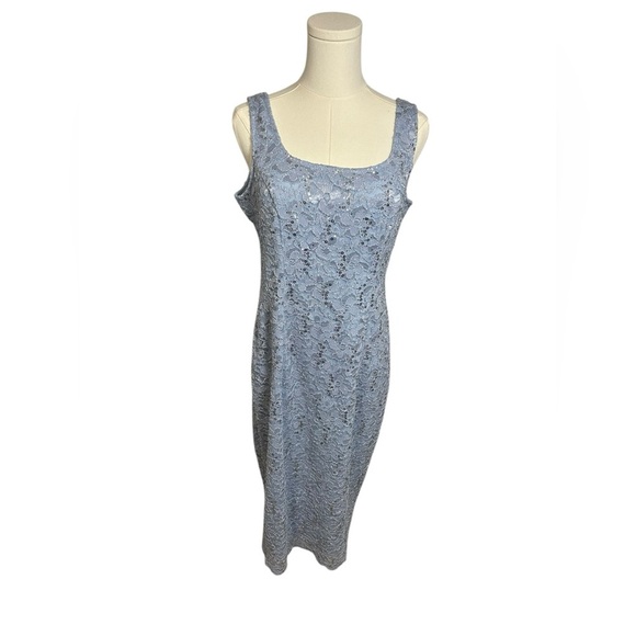 Alex Evenings Sequined Lace Sheath Dress + Jacket Hydrangea Blue NWT 2PC Sz 8 - Picture 8 of 16